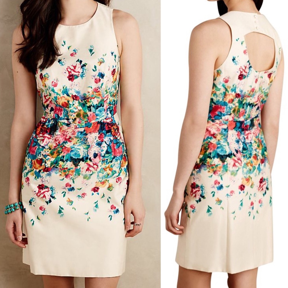 Anthropologie Maeve Tea Garden Floral Sheath Dress